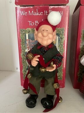 ZIMS Elves Holiday Elf Figurine with Red Hat and Jingle Bells